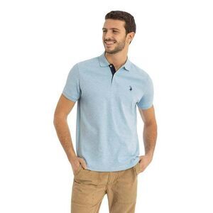 U.S. Polo Assn. Men's Interlock Polo Shirt (Surf Blue Heather) Medium